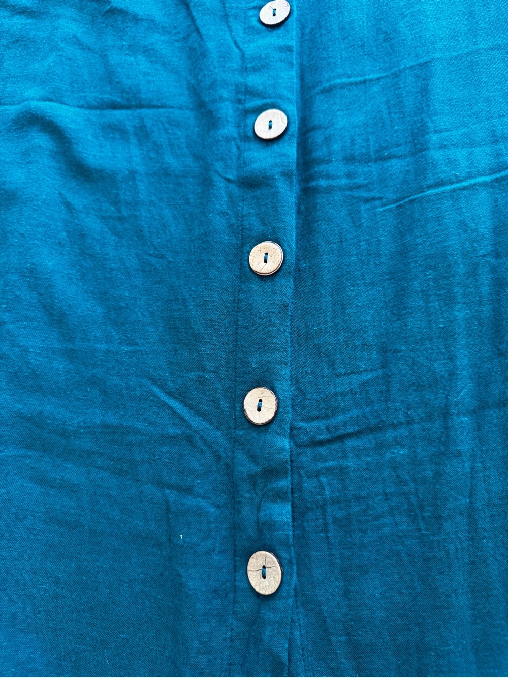 Billabong Teal Button Front Midi Skirt Wood Buttons Linen Blend Boho Coastal - Picture 2 of 7
